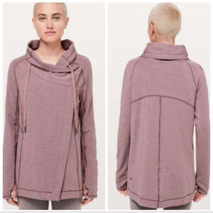 Lululemon Coast Easy Wrap Asymmetrical Cowl Neck Sweatshirt Jacket 10 Purple